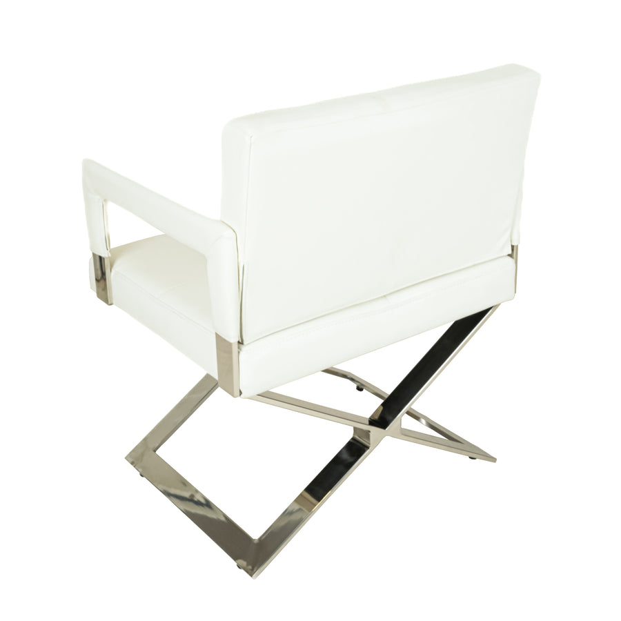 PAIR White Leather & Chrome Arm Chairs