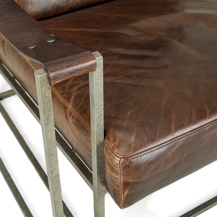 BERNHARDT Dekker Leather & Steel Armchair
