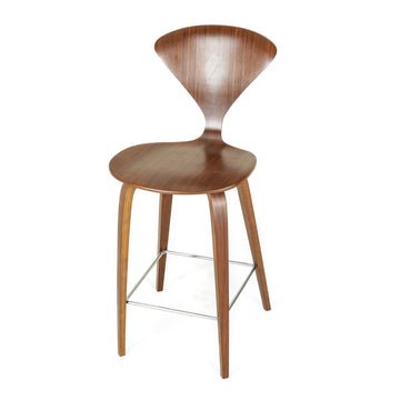 CHERNER Walnut Wood Base Stools Set of 2