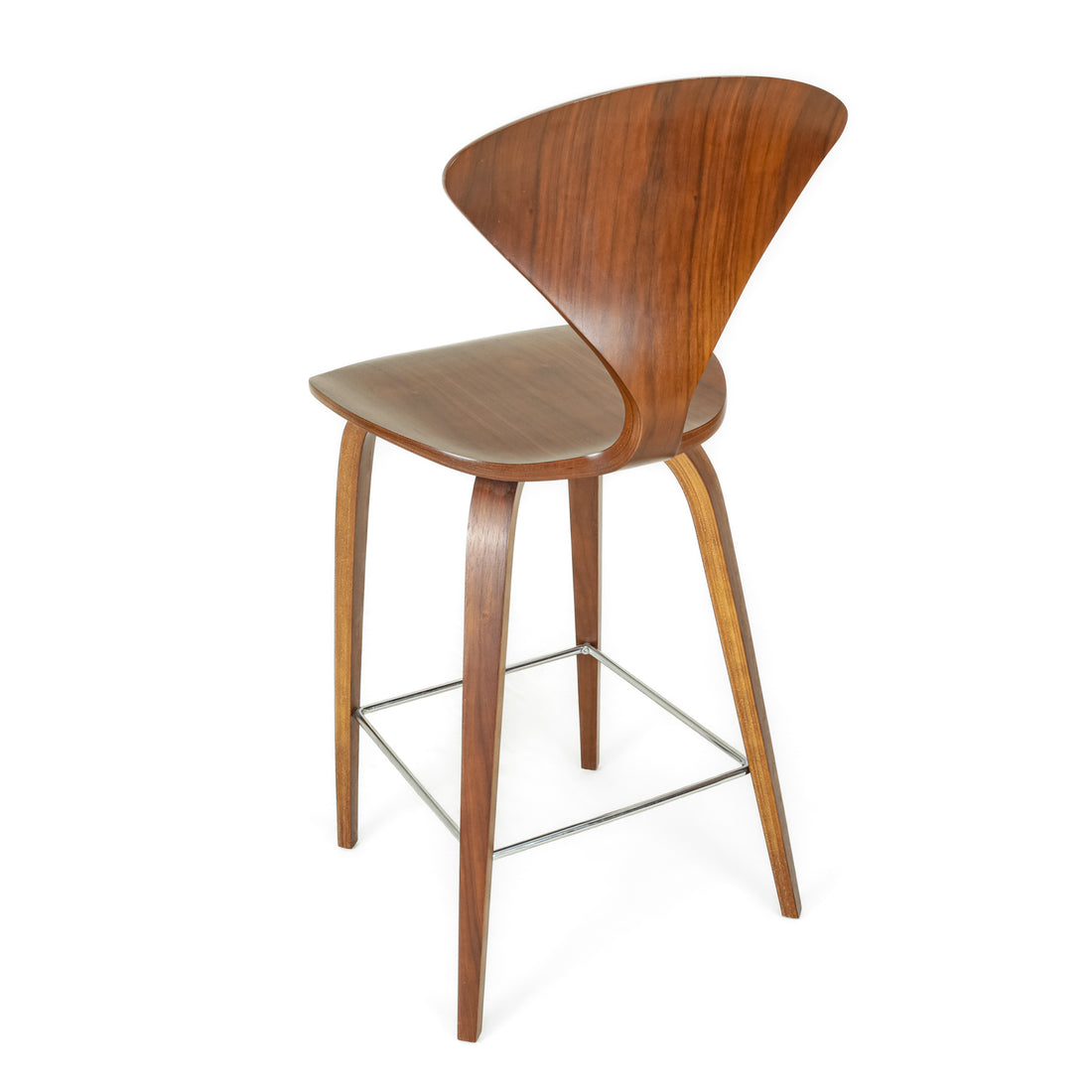 CHERNER Walnut Wood Base Stools Set of 2