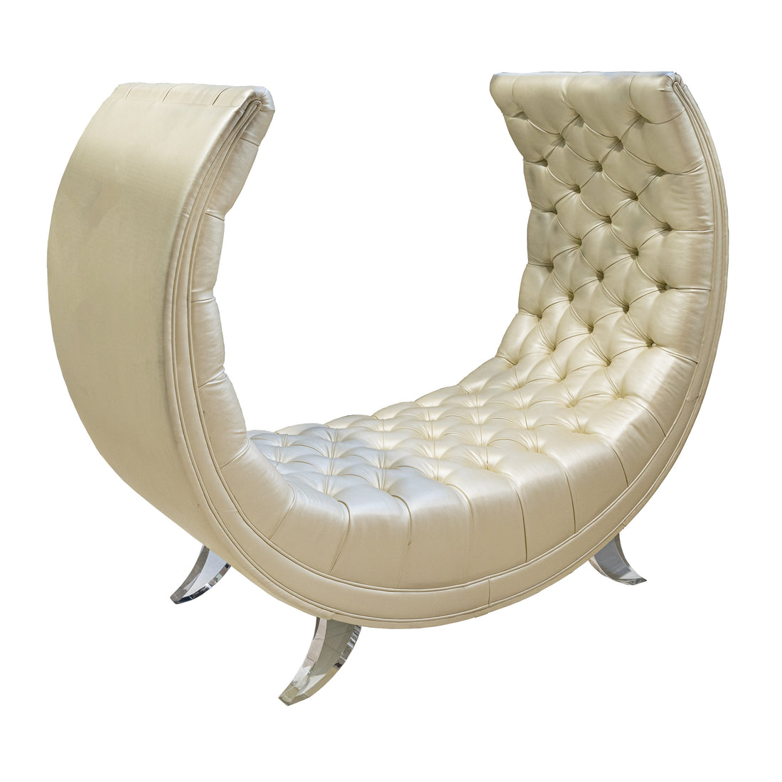 STUDIO H Tufted Leather Crescent Moon Bench
