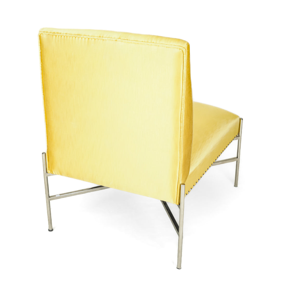 PAIR Chrome Chairs w/Yellow Upholstery