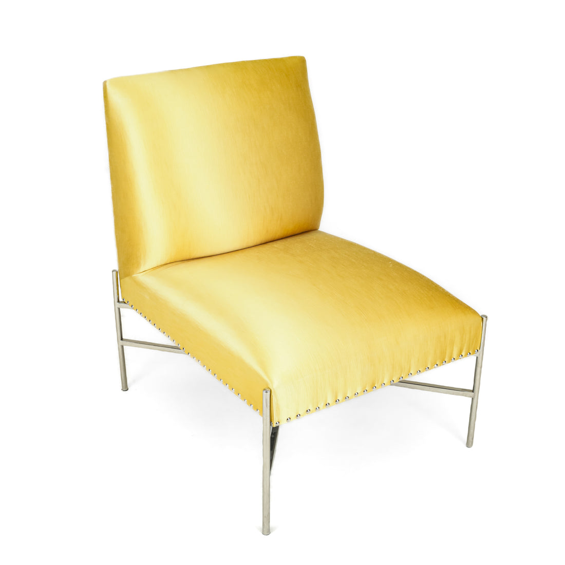 PAIR Chrome Chairs w/Yellow Upholstery