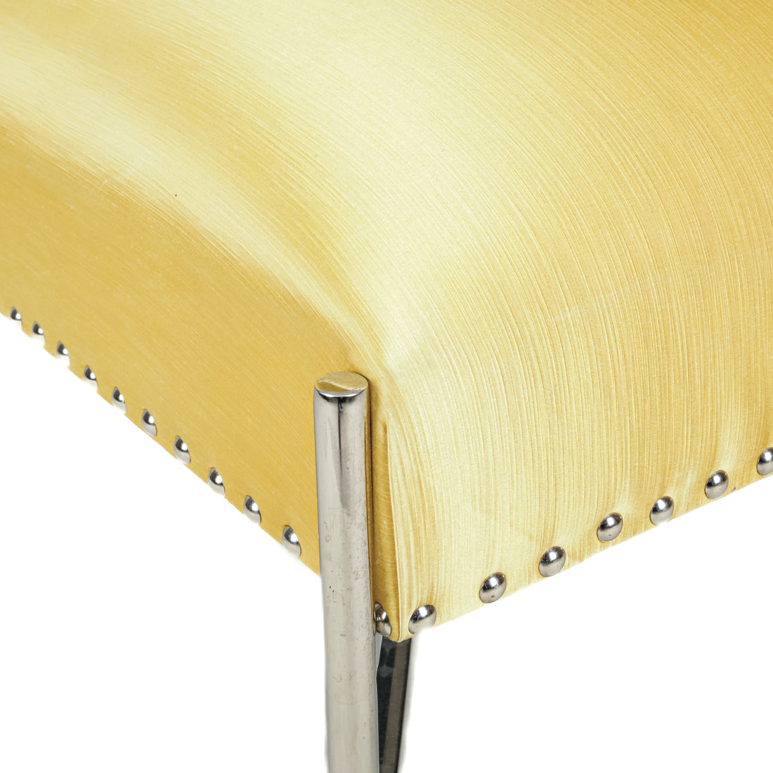 PAIR Chrome Chairs w/Yellow Upholstery