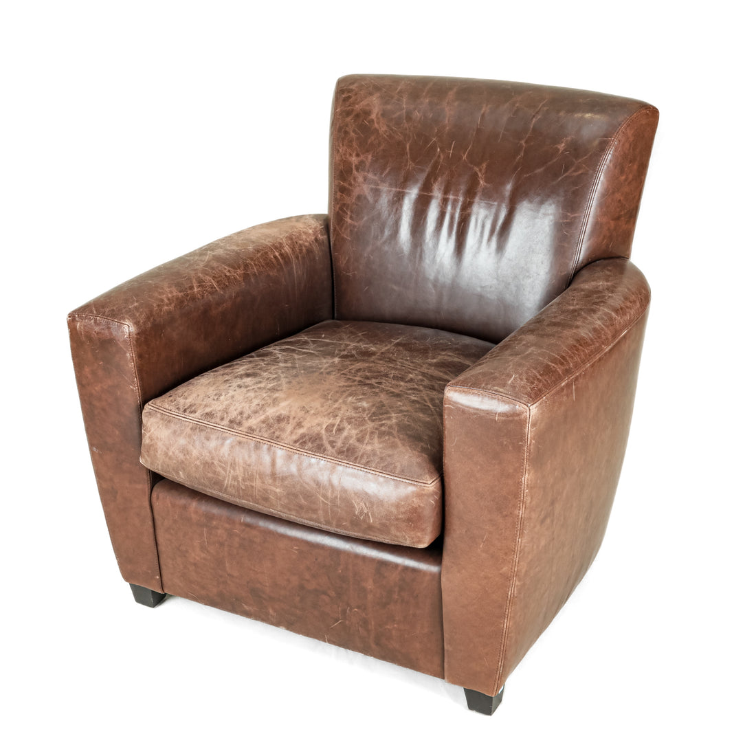 PAIR BAKER Coach Leather Club Chairs