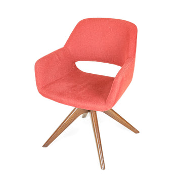 ISA Utopia Swivel Armchairs With Cherry Legs & Red Upholstery Set Of 4