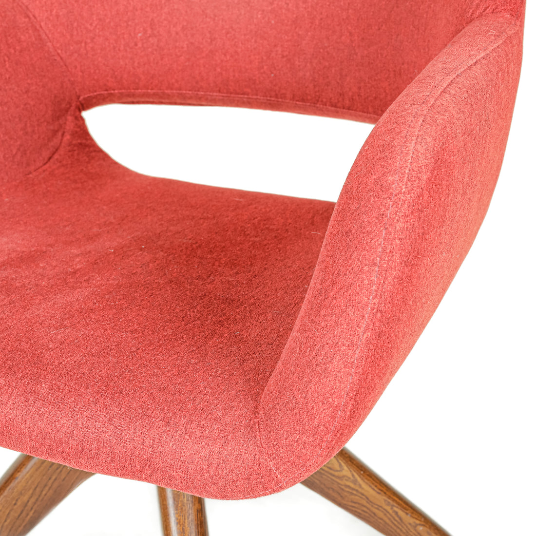 ISA Utopia Swivel Armchairs With Cherry Legs & Red Upholstery Set Of 4