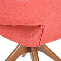 ISA Utopia Swivel Armchairs With Cherry Legs & Red Upholstery Set Of 4