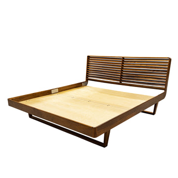 Louver Style Walnut Headboard and Platform King Size