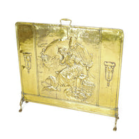 Vintage Brass Repousee Fire Screen