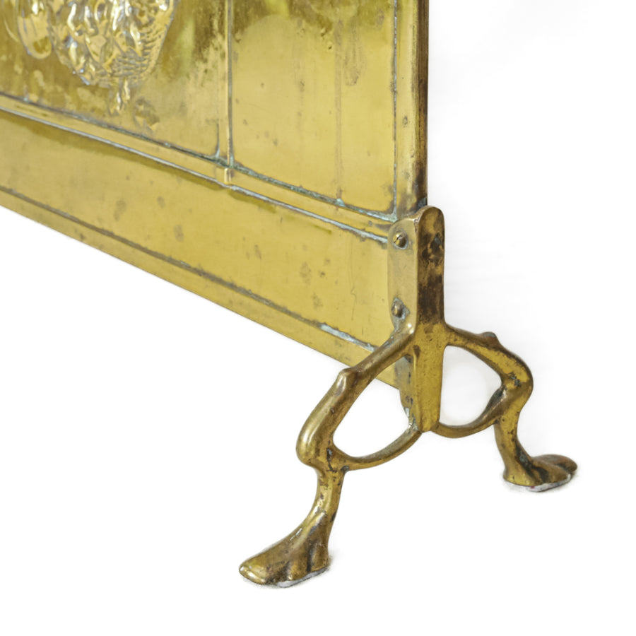 Vintage Brass Repousee Fire Screen
