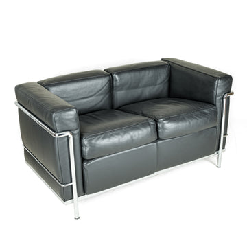 CASSINA Petit LC2 Sofa in Black Leather
