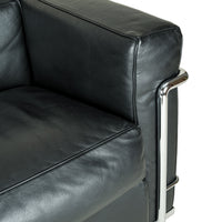 CASSINA Petit LC2 Sofa in Black Leather
