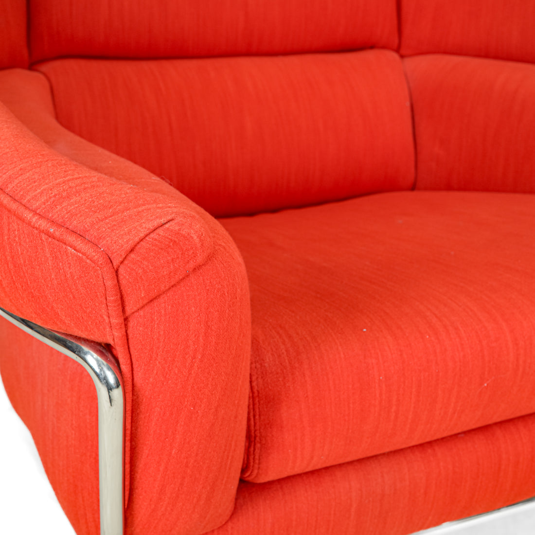 THAYER COGGIN Boldido Chair & Ottoman Orange Upholstery