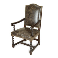 STICKLEY 6 Barley Twist Chairs w/Patterned Leather