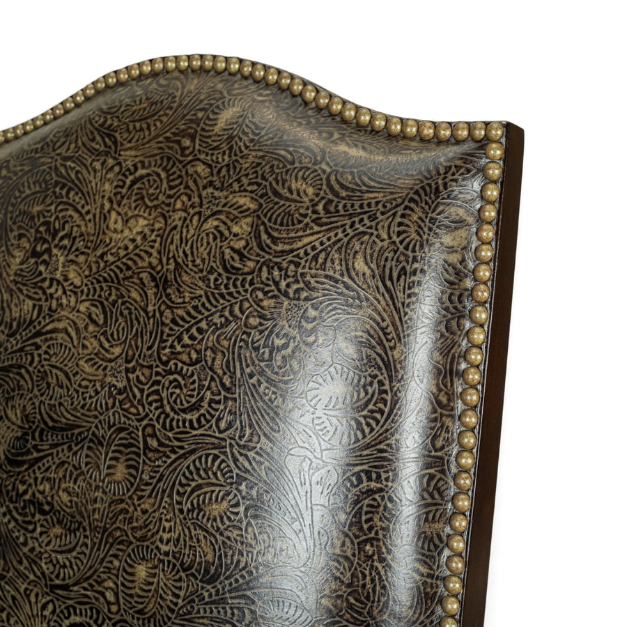 STICKLEY 6 Barley Twist Chairs w/Patterned Leather