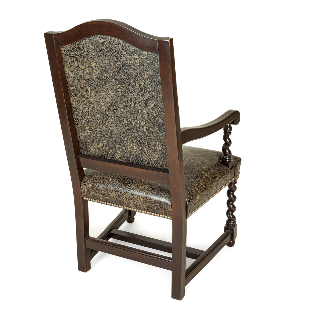 STICKLEY 6 Barley Twist Chairs w/Patterned Leather