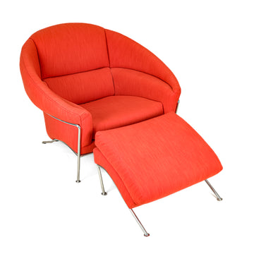 THAYER COGGIN Boldido Chair & Ottoman Orange Upholstery