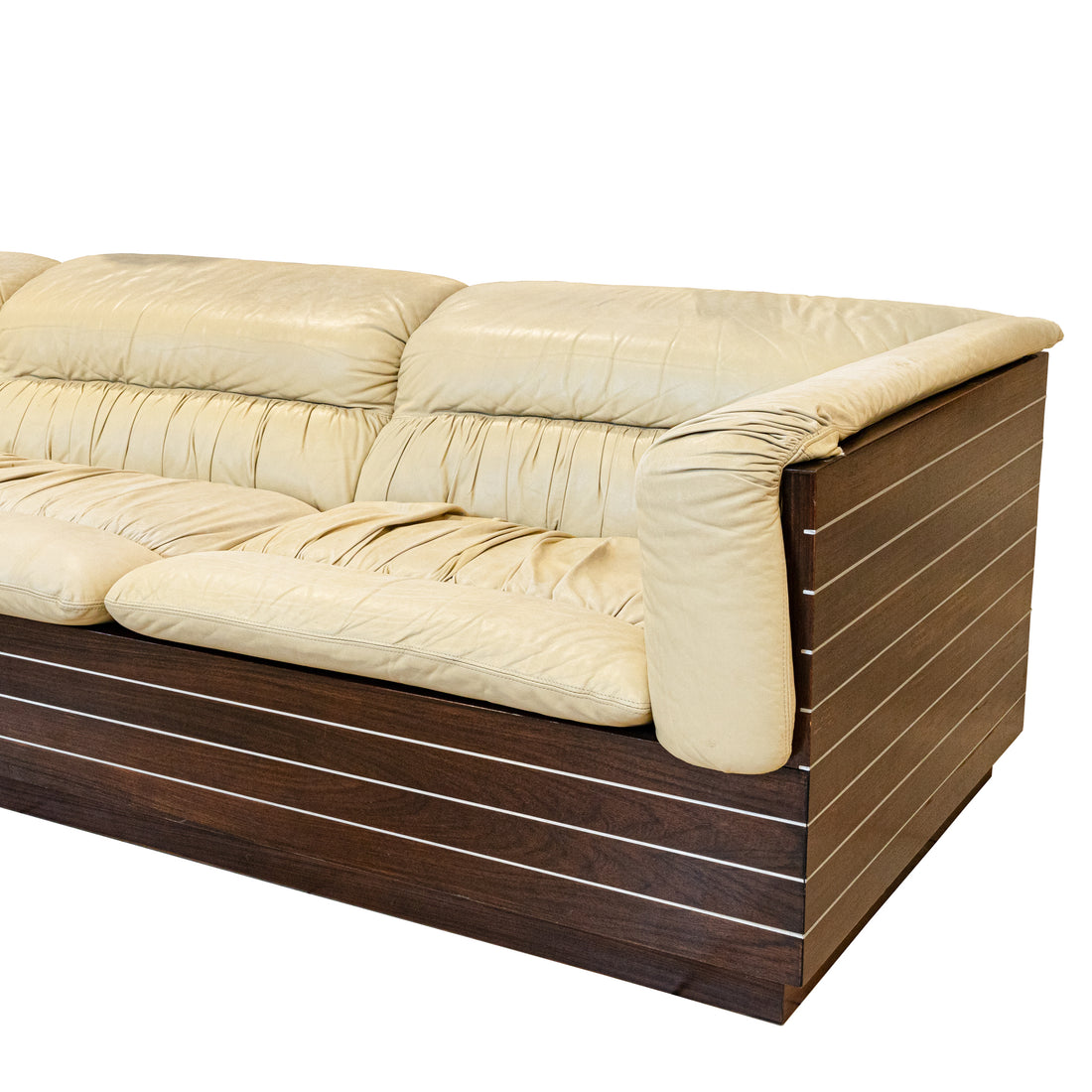 SAPORITI Vintage Ivory Leather Sofa