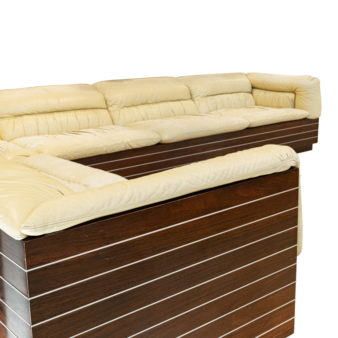 SAPORITI Vintage Ivory Leather Sofa