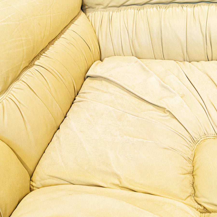 SAPORITI Vintage Ivory Leather Sofa