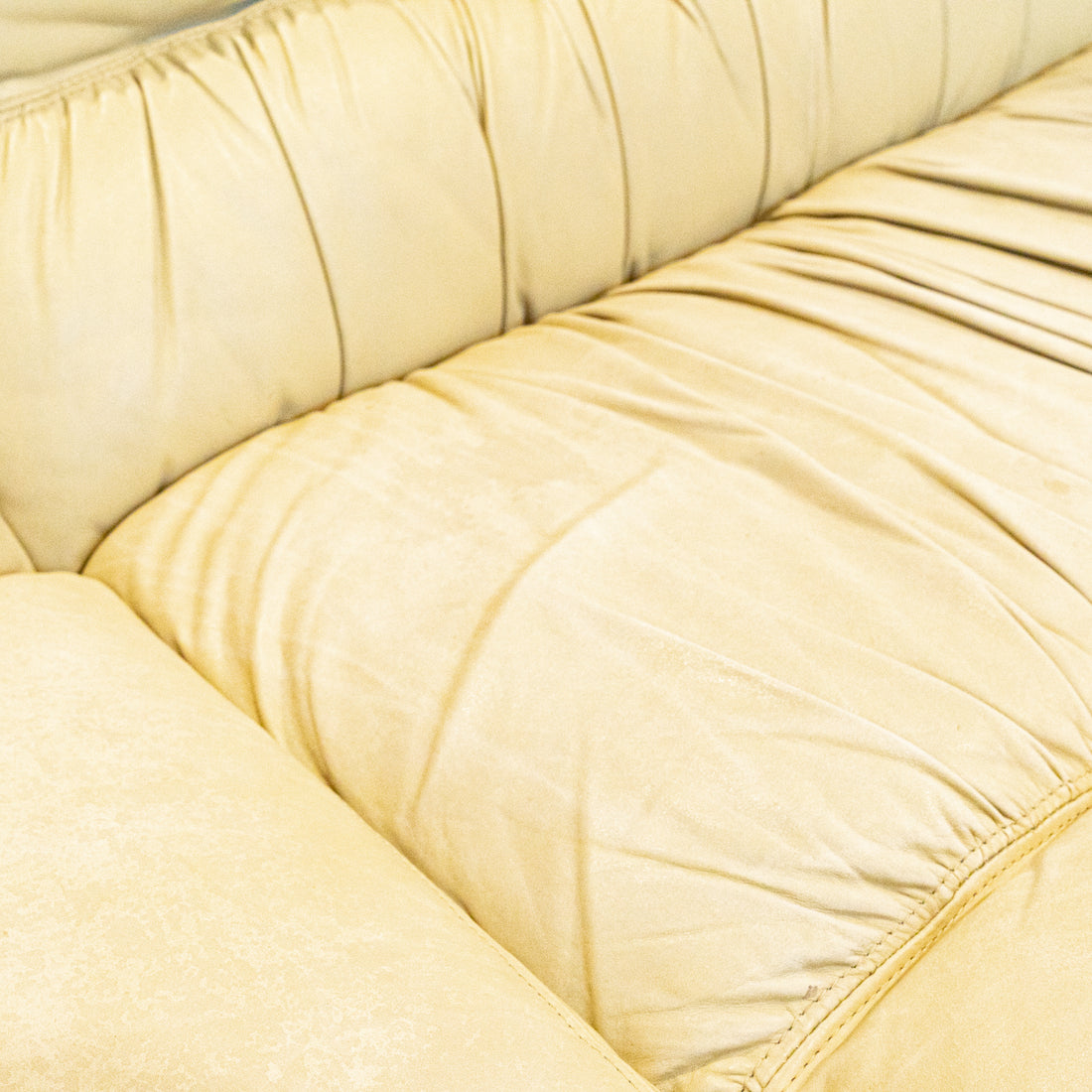 SAPORITI Vintage Ivory Leather Sofa