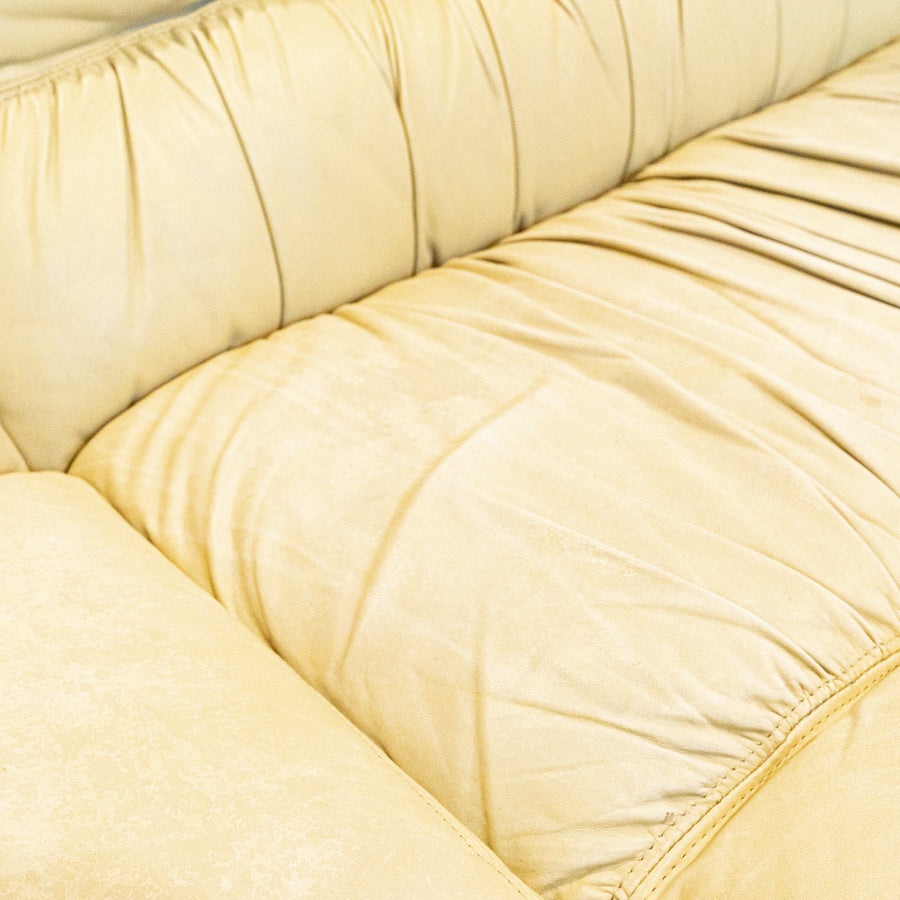 SAPORITI Vintage Ivory Leather Sofa