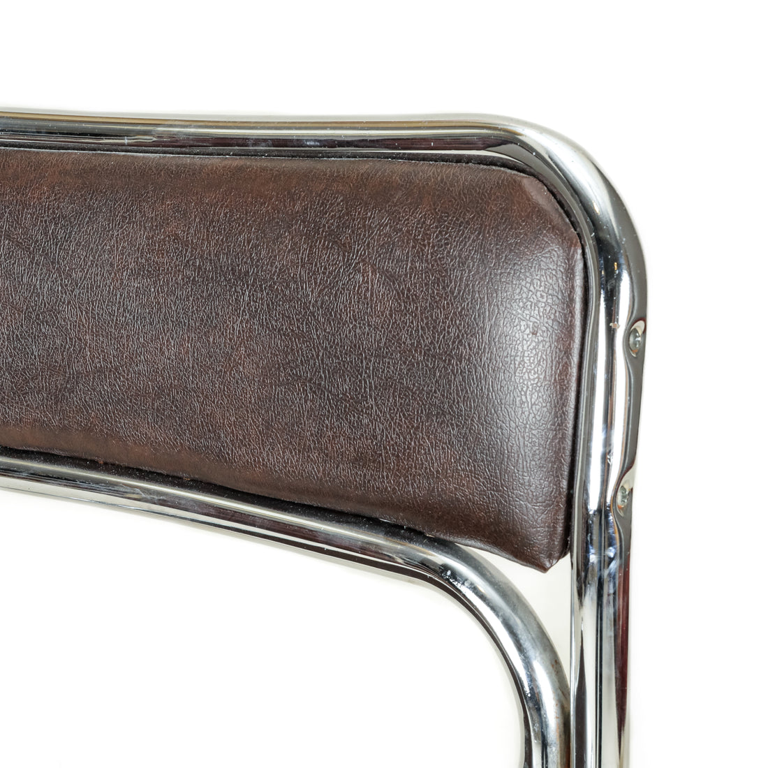 7 Chrome Tubular Stacking Chairs w/Brown Vinyl