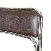 7 Chrome Tubular Stacking Chairs w/Brown Vinyl