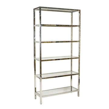Chrome Etagere With Glass Shelves