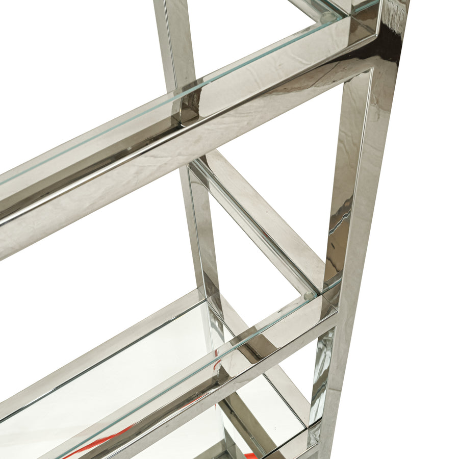 Chrome Etagere With Glass Shelves