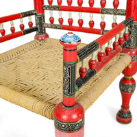 PAIR Painted Punjabi Wedding Chairs w/Rush Seats