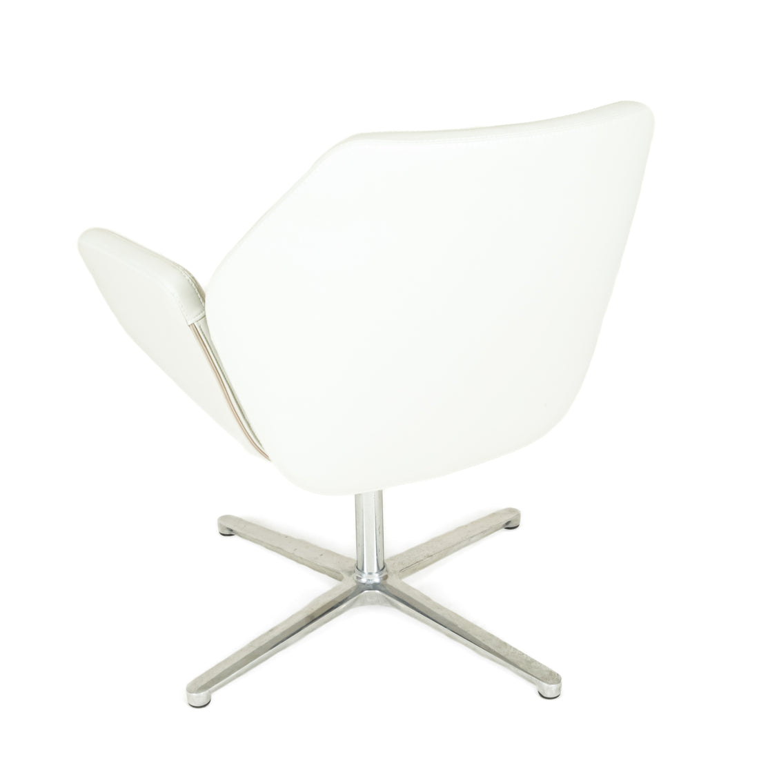 KEILHAUER Cahoots Ivory Leather & Aluminum Armchairs Set Of 2