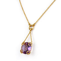 GUCCI 18K Yellow Gold Faceted Amethyst Pendant Necklace