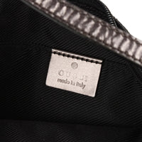 GUCCI Flat Shoulder Bag - Black GG Canvas Gunmetal Leather