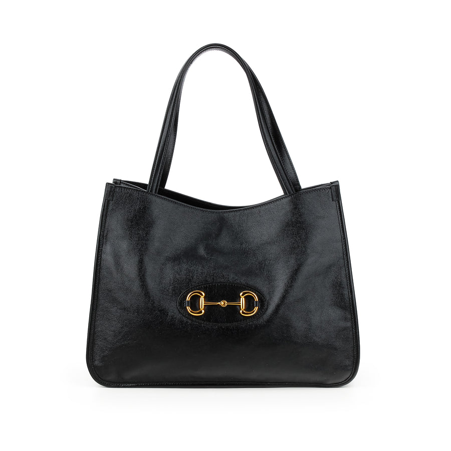GUCCI Horsebit 1955 Tote - Black Leather