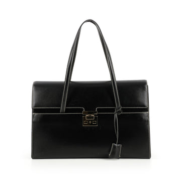 GUCCI Lady Lock Flap Tote - Black Leather