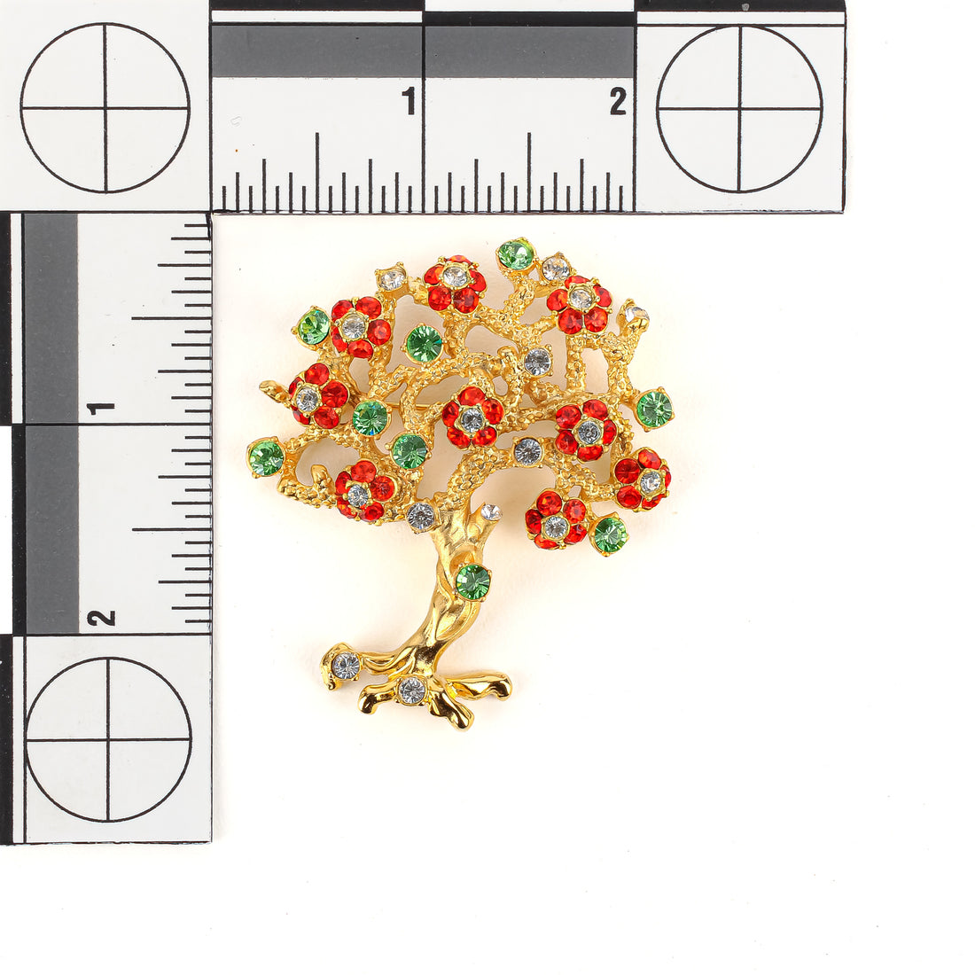 KENNETH JAY LANE Gold Tone Orange Green Tree of Life Brooch