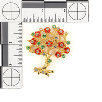 KENNETH JAY LANE Gold Tone Orange Green Tree of Life Brooch