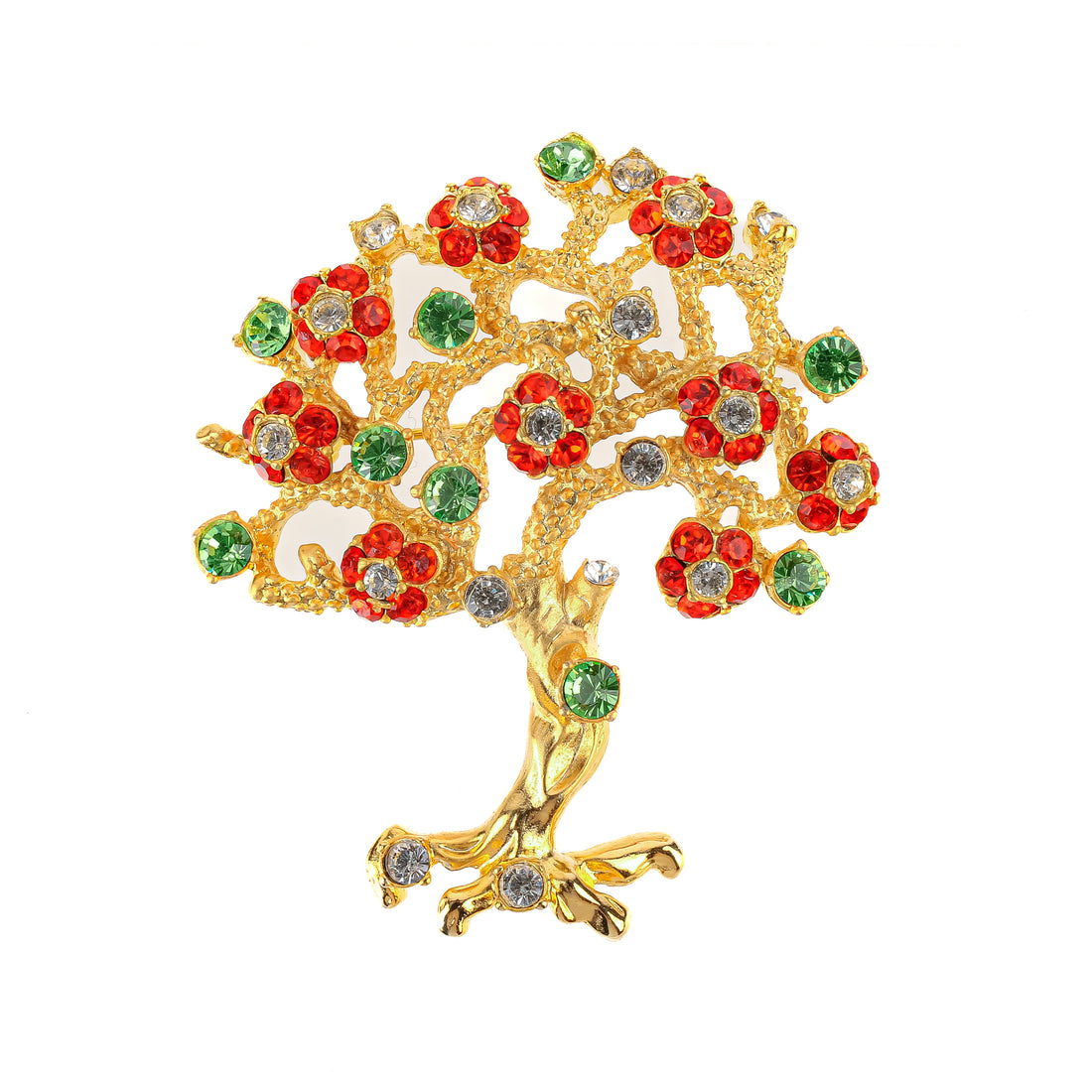 KENNETH JAY LANE Gold Tone Orange Green Tree of Life Brooch