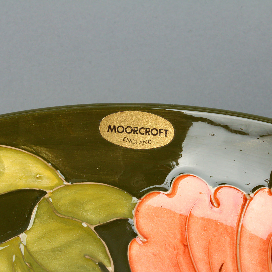 MOORCROFT Green Hibiscus Footed Centrepiece Bowl