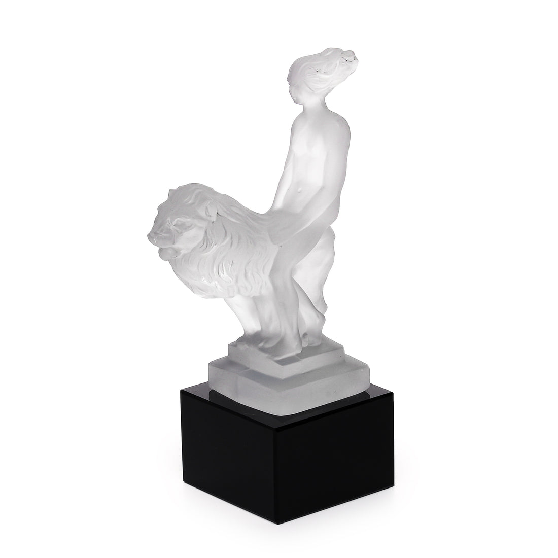 H. HOFFMAN Art Deco Female Nude with Lion Car Mascot Figurine