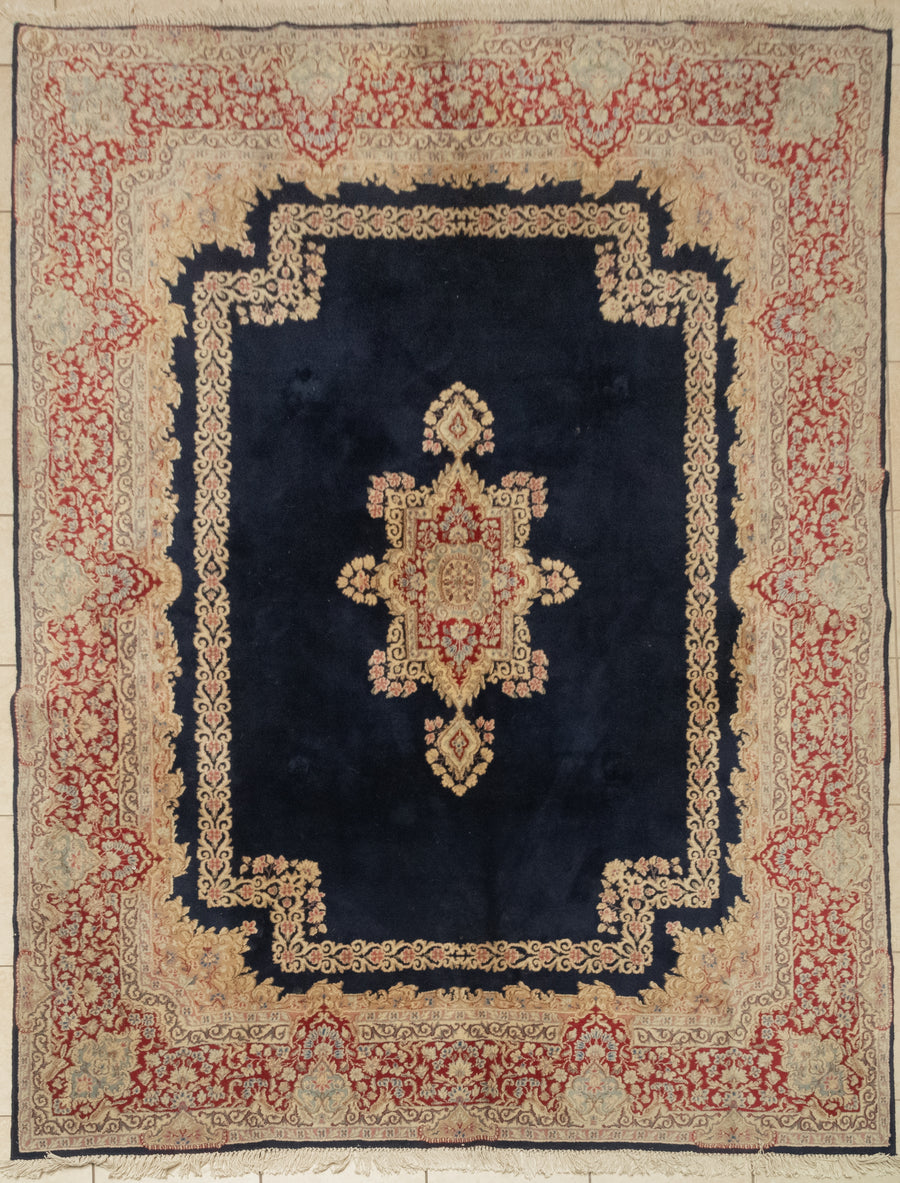 Hand-Knotted Wool Kerman Rug 11'4" x 8'
