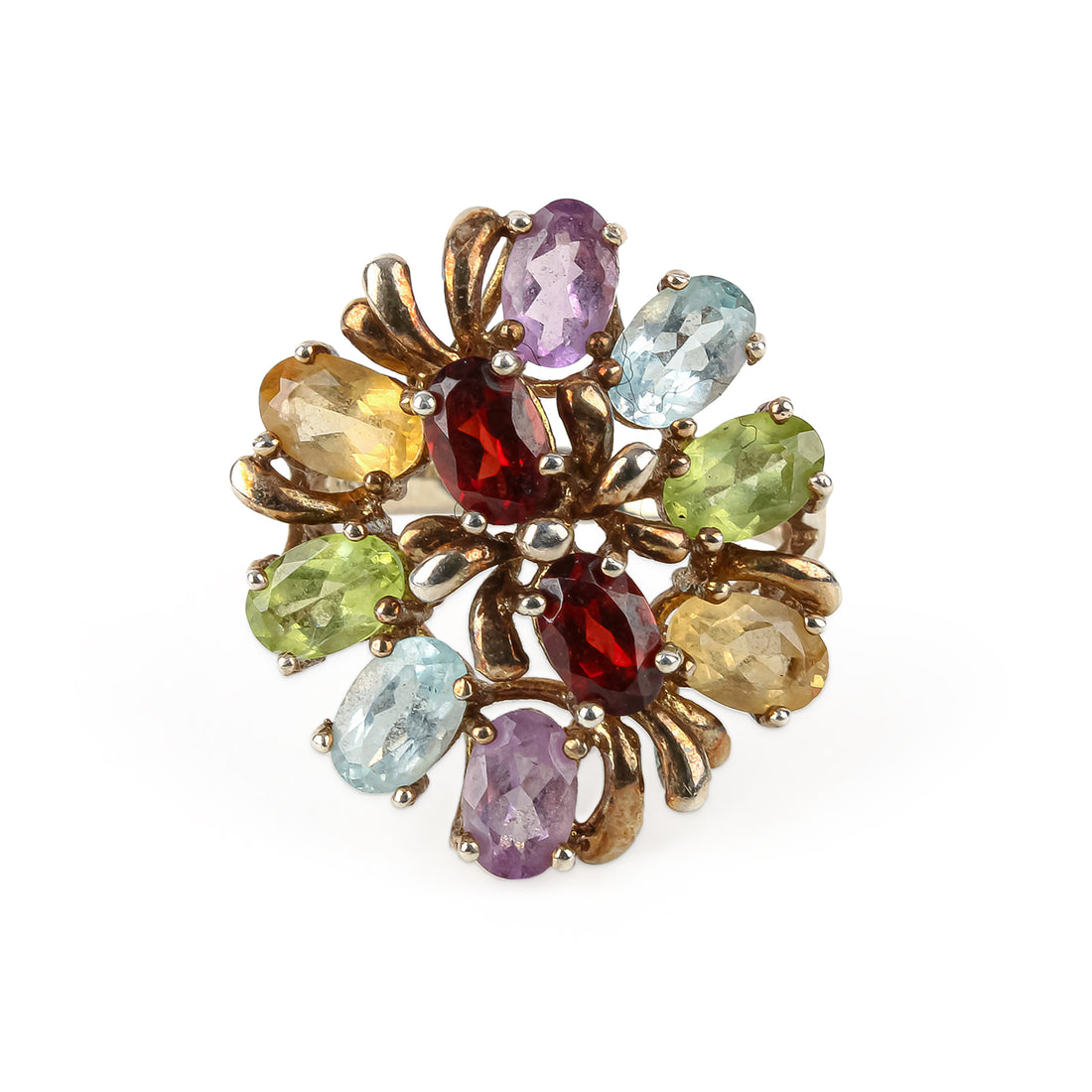 HN Sterling Silver Multi-Gemstone Cluster Ring