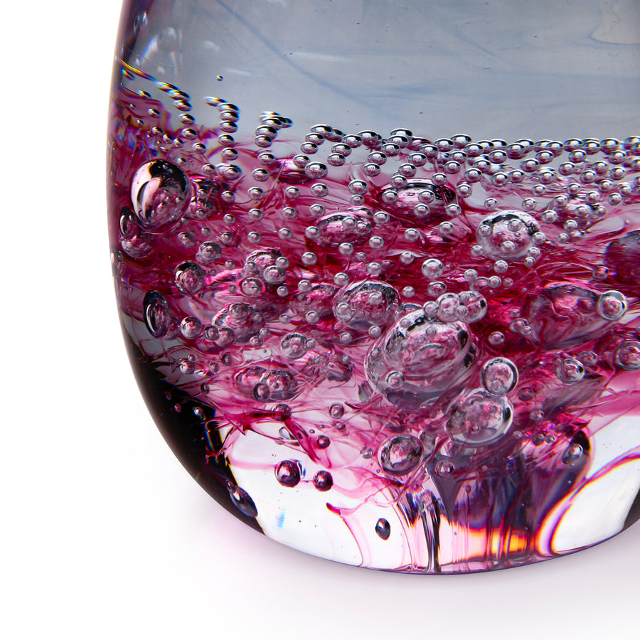 HOT ISLAND GLASS Purple Bubble Art Glass Paperweight