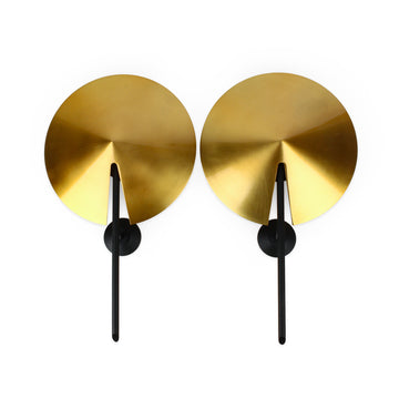 HUDSON VALLEY Black Wall Sconces with Brass Shades - Set of 2