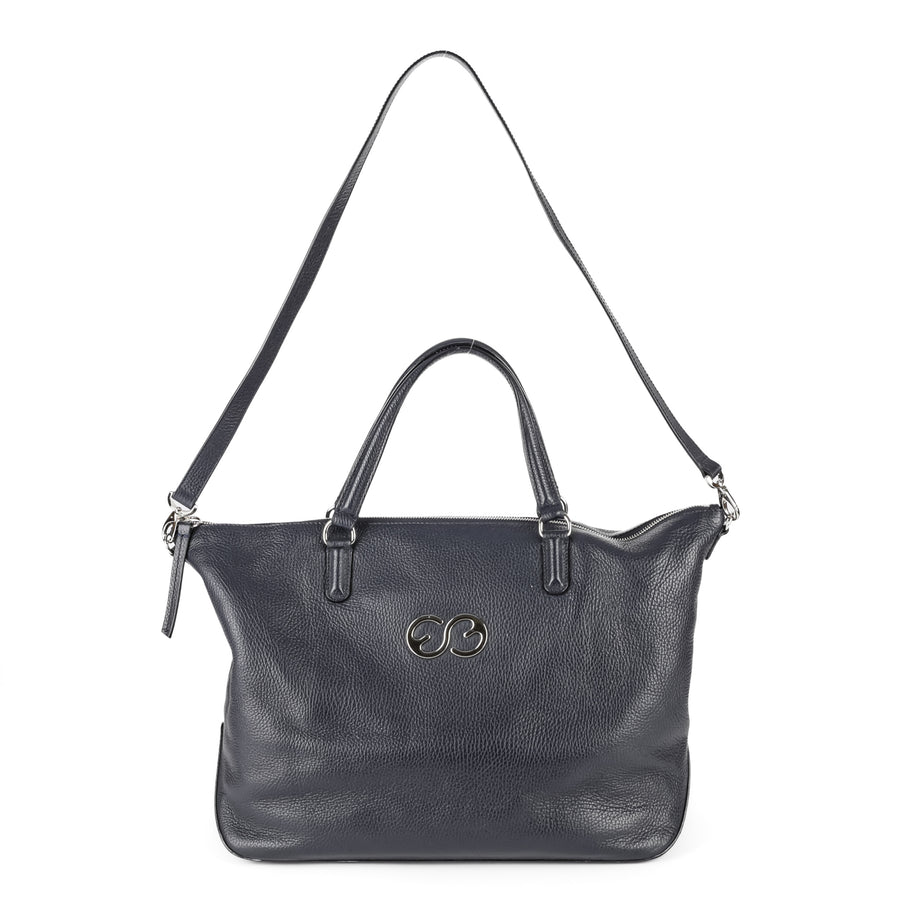 ESCADA Blue Pebbled Leather Handbag