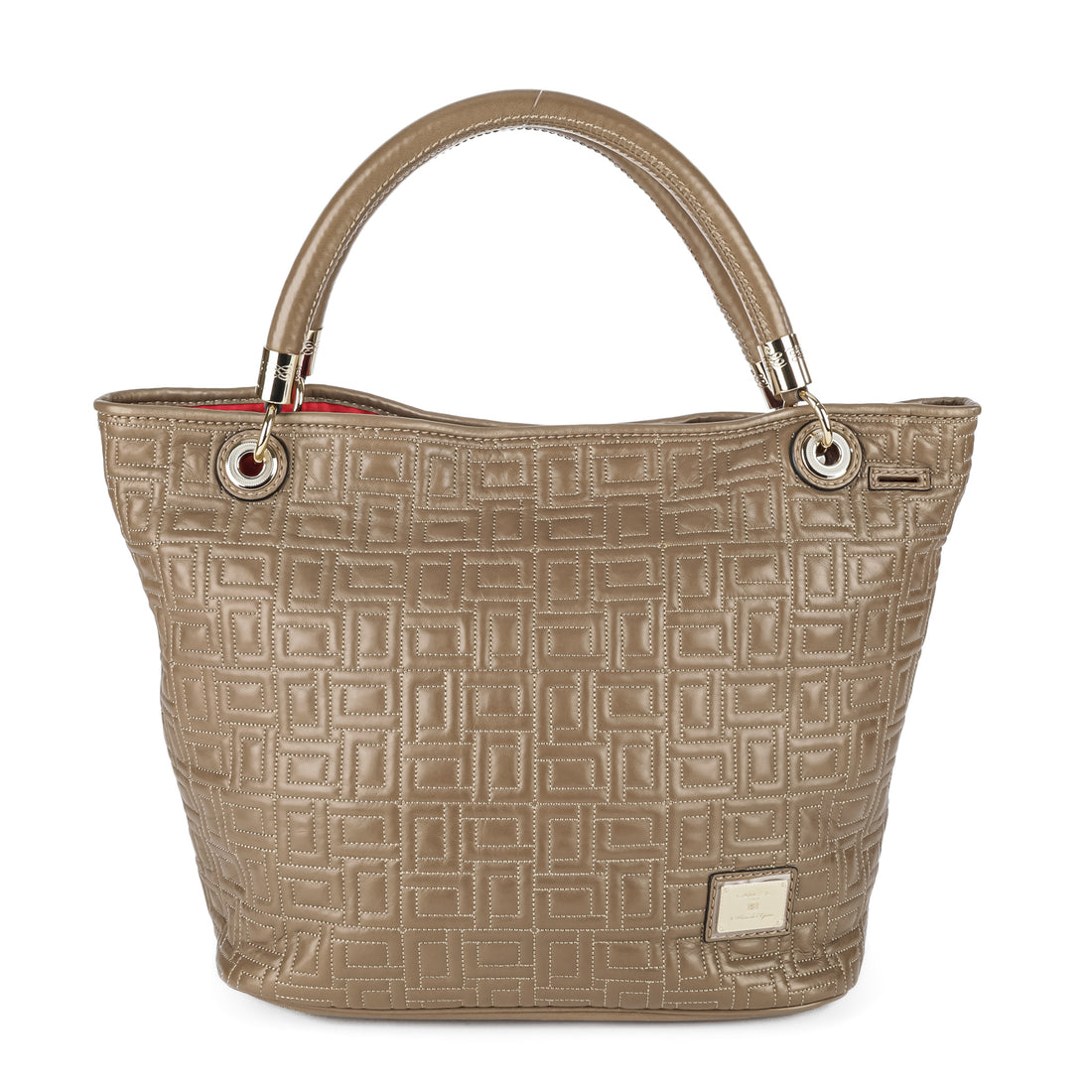 LANCEL Handbag - Quilted Metallic Taupe Lambskin