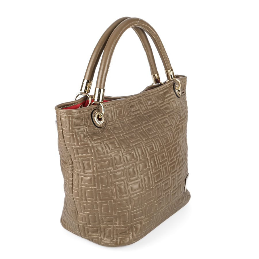 LANCEL Handbag - Quilted Metallic Taupe Lambskin