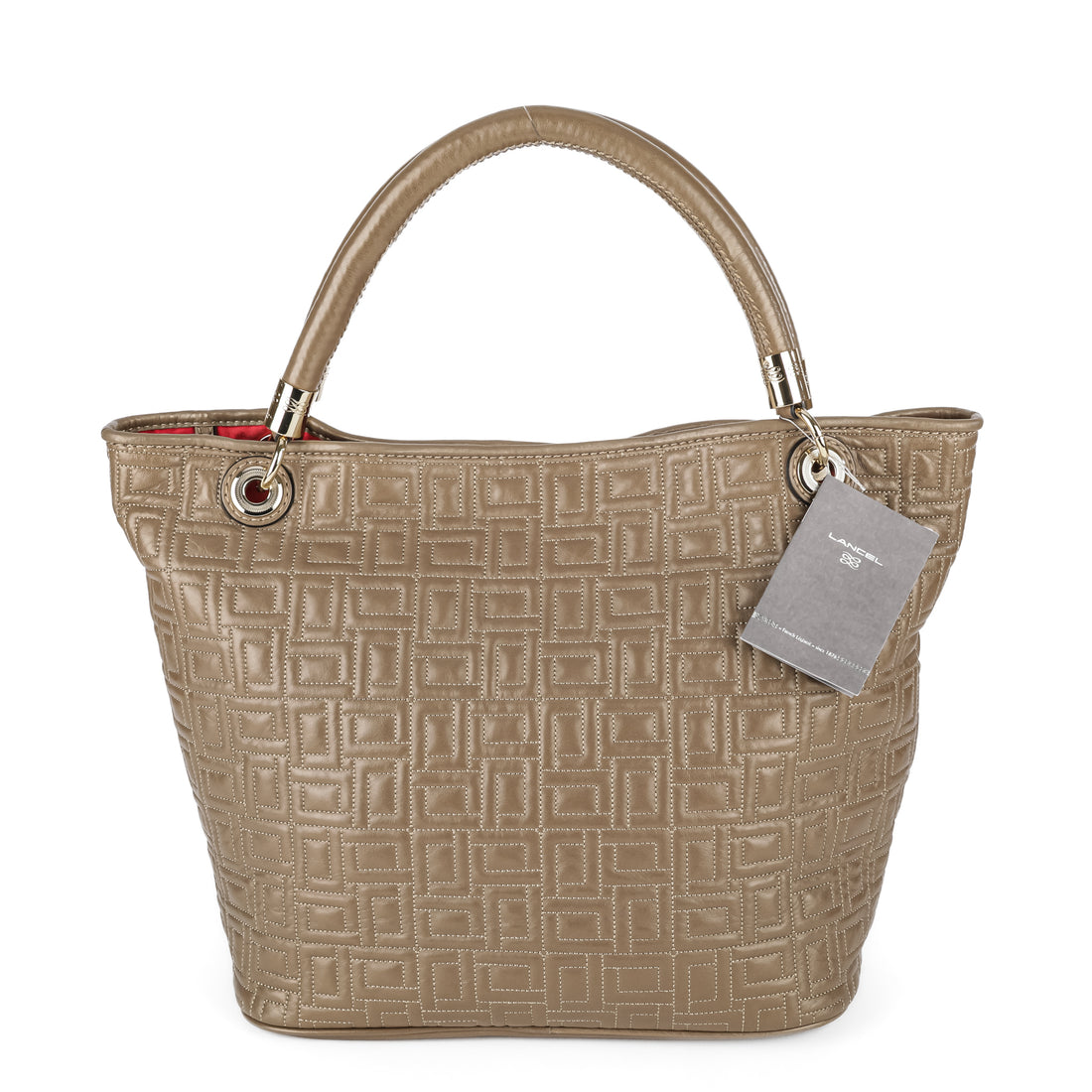 LANCEL Handbag - Quilted Metallic Taupe Lambskin